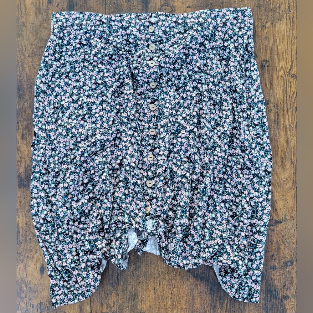 Floral Button-Down Skirt